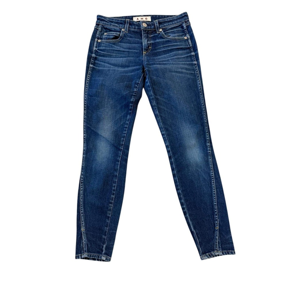AMO Denim Twist‎ Skinny Jeans True Blue Wash Size 25 Made in USA Twisted Seam